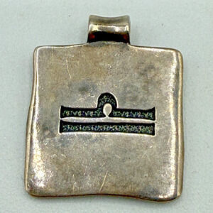 Estate Vintage DVB Sterling Silver 925 LIBRA Astrological Pendant - October